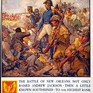 Andrew Jackson during the Battle of New Orleans, pub. 1922 (colour litho)