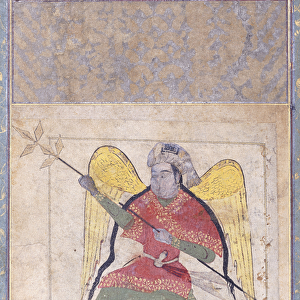 An Angel Wearing a Turban, Bearing a Staff, c. 1370-80 (gouache with gold paint on paper)