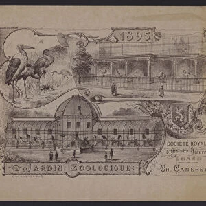 Animal enclosures at the Zoological Gardens, Ghent, Belgium (litho)