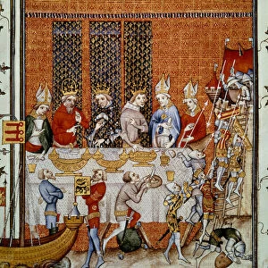 Banquet offered by King Charles V of France (1338-1380) in honor of Emperor Charles IV