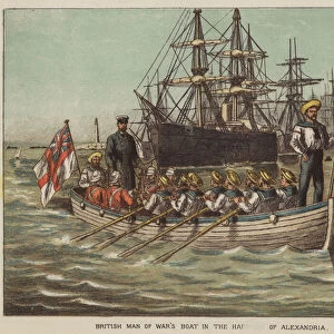 British man of wars boat in the Harbour of Alexandria (colour litho)