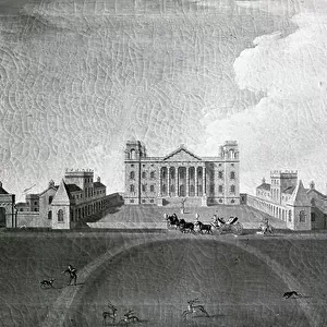 Bubb Dodington entering the forecourt at Eastbury Park, c. 1760 (oil on canvas) (b/w photo)
