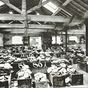 Bull Wharf, interior of the Shell Warehouse, London, 1890 (b / w photo)