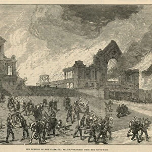 The burning of Alexandra Palace (engraving)