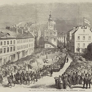 The Burns Centenary Festival, the Procession in the High-Street, Dumfries (engraving)