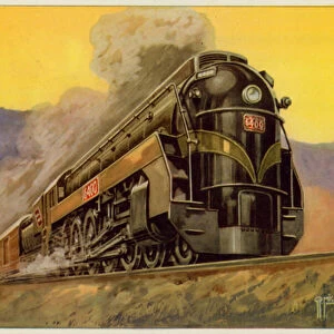 Canadian National Railway, Express Streamlined Locomotive No 6400, 4-8-4 (colour litho)