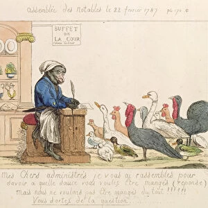 Caricature of the Assembly of Notables, 22nd February 1787 (coloured etching)