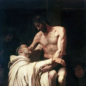 Christ Embracing St. Bernard (oil on canvas)
