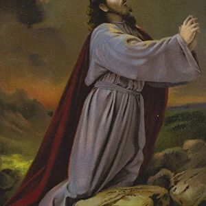 Christ kneeling (colour litho)
