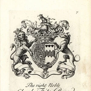 Coat of arms and crest of the right noble Charles Fitz-Roy, 2nd Duke of Cleveland, 1662-1730