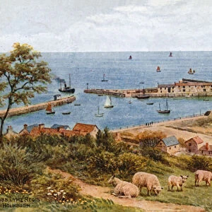 The Cobb, Lyme Regis, from Holmbush (colour litho)
