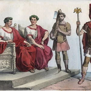 Consul and lictors in ancient Rome - engraving from "