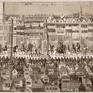 Part of the Coronation Procession of Edward VI, 1547, after a 16th century watercolour