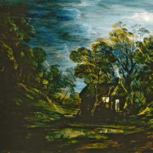 Cottage in Moonlight, c. 1781-2 (paint on glass)