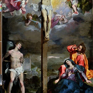 Crucifixion of Christ with Our Lady, Saint John the Evangelist and Saint Sebastian, 1596 (oil on canvas)