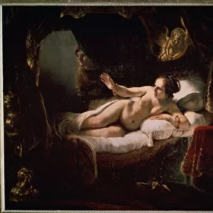 "Danae". Mythologie grecque : Zeus se presente a Danae sous la forme d une pluie de pieces d or pour la seduire. Peinture de Harmenszoon van Rijn dit Rembrandt (1606-1669), 1636. Huile sur toile