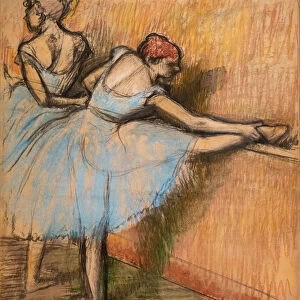 Dancers at the helm. Around 1900. Charcoal and pastel on tracing paper glue in full