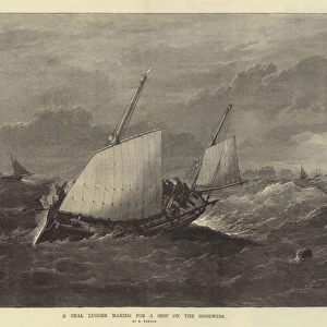 A Deal Lugger making for a Ship on the Goodwins (engraving)