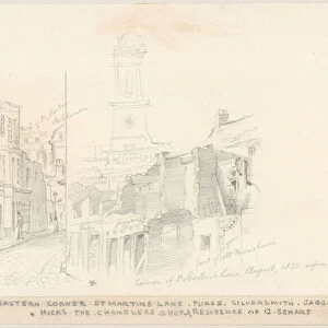 Demolition of Eastern Corner, St Martins Lane, London (pencil on paper)