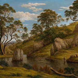 "Diane au bain, Terre de Van Diemen (Tasmanie)"(The bath of Diana - Van Diemens Land) Peinture de John Glover (1767-1849) - 1837 - Oil on canvas Dim 96, 5x134, 5 cm National Gallery of Australia, Canberra