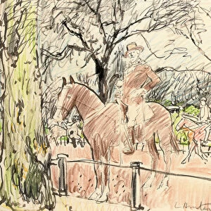 Don Roberto Cunninghame Graham in Rotten Row, Hyde Park (w / c, pastel & crayons on paper)