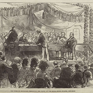The Duke of Edinburgh presenting the Prizes at the Royal Naval Schools, New-Cross (engraving)