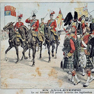 Edward VII (1841-1910) King of England reviews the Scottish Highlanders Illustration