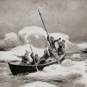 Elisha Kent Kane, leader of The Second Grinnell Expedition of 1853, in search of Captain Sir John Franklin's lost expedition in the Arctic Regions, from The History of Our Country, published 1905 (litho)