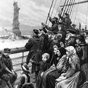 Entering a New World, Jewish Refugees from Russia passing the colossal Statue in New York