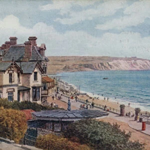 Esplanade and Culver Cliffs, Sandown, I of Wight (colour litho)