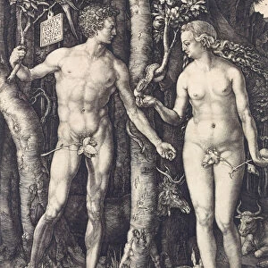 The Fall of Man by Albrecht Durer, 1504 (b / w engraving)