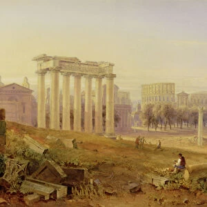 Across the Forum, Rome, 1828 (w / c and gouache over graphite on paper)