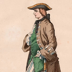 French gentleman in hunting costume, wearing coat, waistcoat