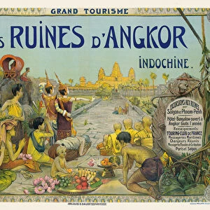French poster advertising the Temples of Angkor in Indochina, 1911 (colour lithograph)