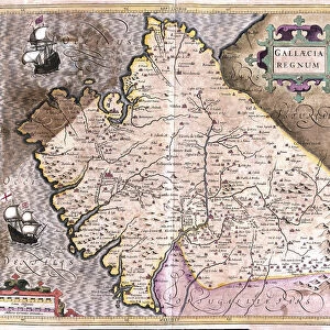Galicia, Santiago de Compostela, Monforte de Lemos, northwestern Spain (engraving, 1596)