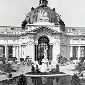 Garden of the Petit Palais, Exposition Universelle, Paris, 1900 (b/w photo)