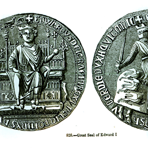 The Great Seal of Edward I (1239-1307) (engraving) (b / w photo)