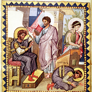 Grec 139 f. 136v The Penitence of David, with David and Nathan, from a psalter