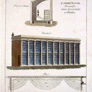 A greenhouse for John Elliott at Pimlico, London, 1806 (colour litho)