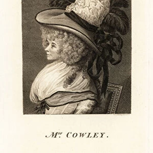 Hannah Cowley, 18th century English dramatist and poet. 1769 (engraving)