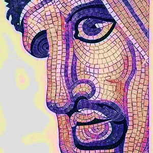 Head in mosaic, from The Battle of Issus, illustration from Historic Ornament by James Ward, published 1897 (digitally enhanced image)