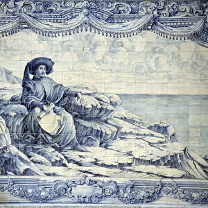 Henry the Navigator, sitting, looking at the sea - Azulejo from the surroundings of