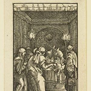 The High Priest Refusing the Offering of Joachim (woodcut)