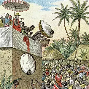 Human sacrifices in Africa, c. 1900 (illustration)