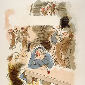 Humorous Wine Illustration 1946. Ilustration by Julien Pavil
