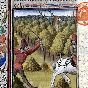 Hunting scene in The Hunting Book of Gaston Phoebus, Count of Foix, Lord of Bearn