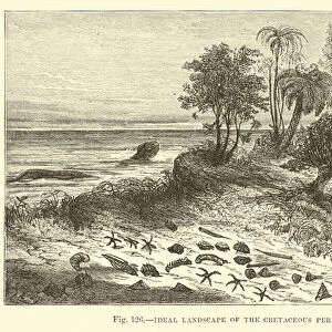 Ideal Landscape of the Cretaceous Period (engraving)