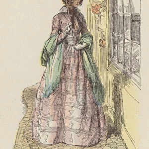 Illustration for Cranford by Mrs Gaskell (coloured engraving)