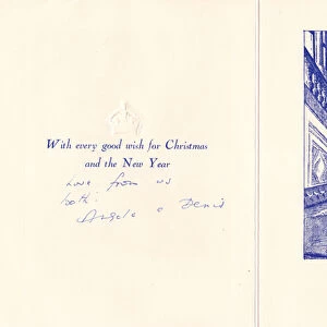 The inside of the Christmas and New Year card from the Foreign Office in London