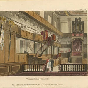 Interior of Whitehall Chapel (coloured engraving)